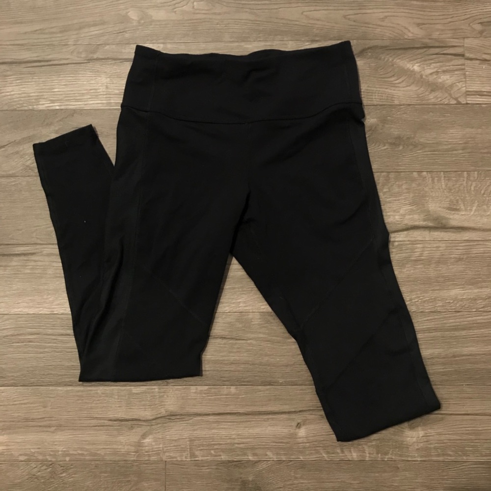 Black high-rise workout leggings (long)